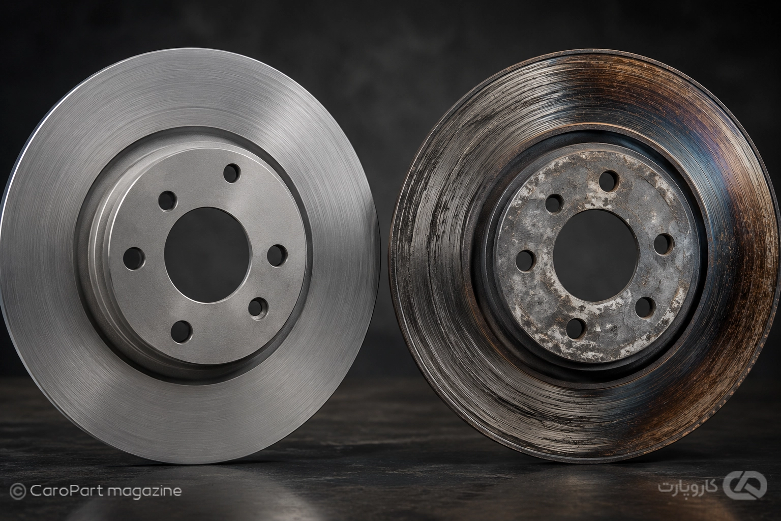مقایسه دیسک ترمز سالم و خراب